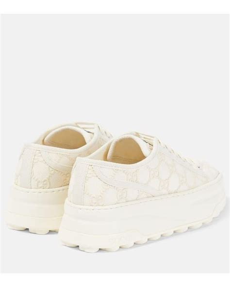 gucci white tennise shoes|Gucci tennis 1977 platform sneakers.